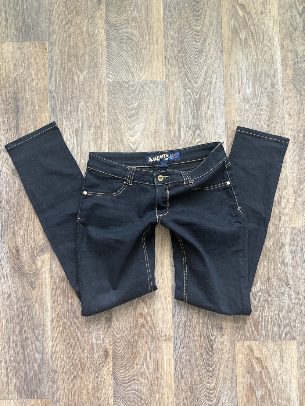 Angel Jeans Y2K Ultra Low Rise Skinny Dark Wash Stretch Denim Size 9 McBling Emo